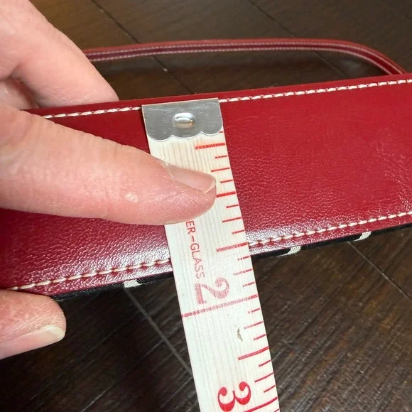 Y2K Baguette Shoulder Bag Black White Geometric Print Red Trim Mini Purse - Picture 6 of 12